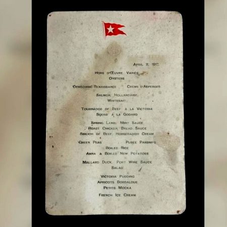 Σπάνιο first class menu του Τιτανικού αποκαλύπτει τι φάγανε τη νύχτα που βυθίστηκε