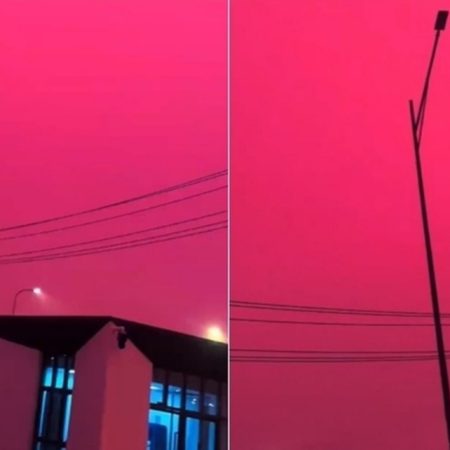 Ο ουρανός στην Κίνα βάφτηκε ξαφνικά neon pink!